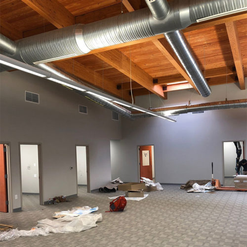 commercial building interiors remodeled with new carpet floors and ceiling raleigh nc