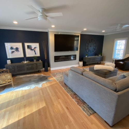 residential property basement remodeled as an entertainment room raleigh nc