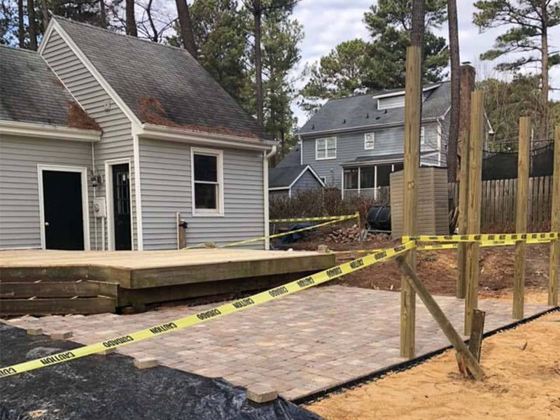 residential property exteriors with deck addition in process raleigh nc